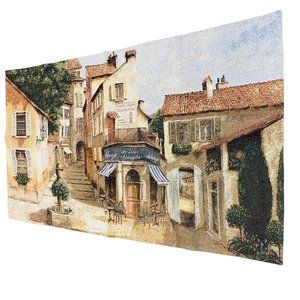 Auberge Dey Deux French Street Scene Grande Tapestry Wall Hanging Villeneuve